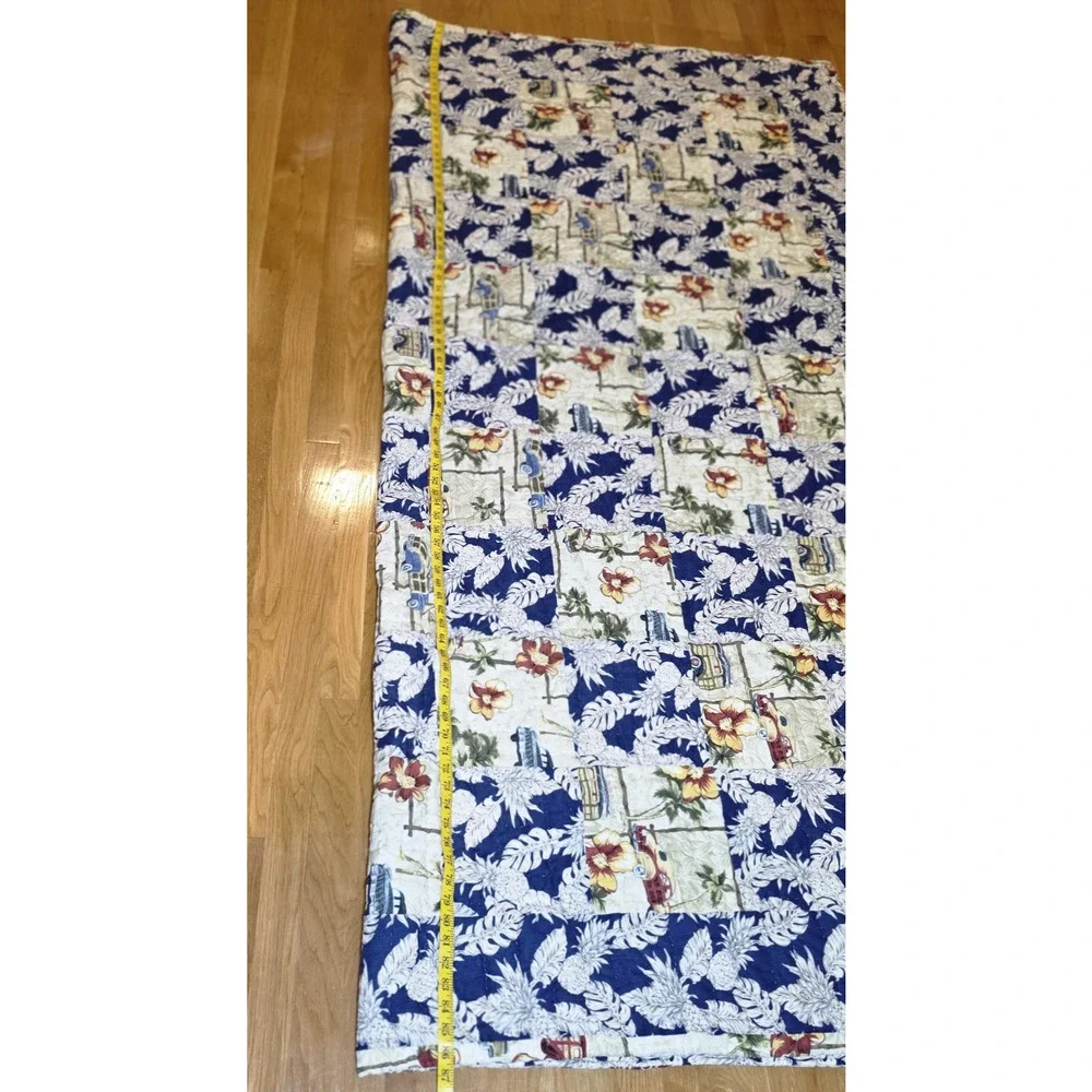 Dean Miller Queen Surf Hawaii Floral Reversible Quilt Comforter Woodies Coastal